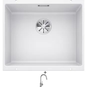 Granitový dřez Dřez pod desku SET Blanco SUBLINE 500 U bílá 523436 + Blanco MIDA-S chrom 521454