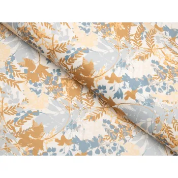 Sametová látka Tamara TMR-043 Hnědo-modré designové rostliny - šířka 140 cm