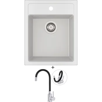 Kuchyňský dřez Tectonitový dřez SET Franke SID 610-40 bílá + Deante NEO LUNO BOC B720 nerez