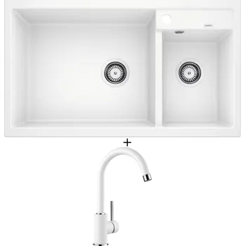 Granitový dřez Granitový dřez SET Blanco METRA 9 bílý 513269 + Blanco MIDA bílá 519418