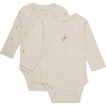 Kojenecký body BODY FIXONI ZAVINOVACÍ S PAMPELIŠKAMI 2 KS, TAPIOCA Velikost: 50