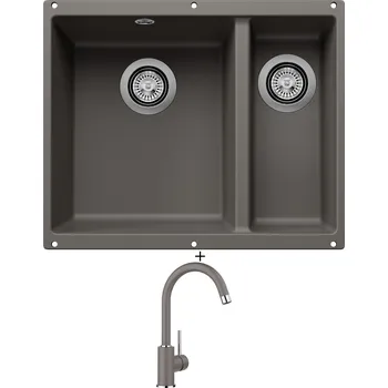 Granitový dřez Dřez pod desku SET Blanco ROTAN 340/160 U šedá vulkán 527327 + Blanco MIDA šedá vulkán 526965