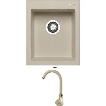 Granitový dřez Granitový dřez SET Pyramis ISTROS (41x50) 1B béžová + Pyramis BELLO béžová