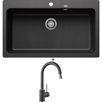 Granitový dřez Granitový dřez SET Blanco NAYA XL 9 antracit 521811 + Blanco MIDA-S antracit 521455