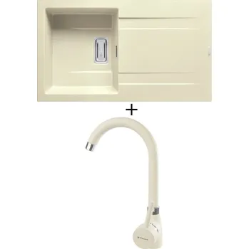 Granitový dřez SET Pyramis KARTESIO (86x50) 1B 1D vanilka + Pyramis BELLO vanilka