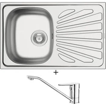 Nerezový dřez Nerezový dřez SET Pyramis CRETA 1B 1D MARGARITA nerez + Deante CORIO BFC 060M chrom