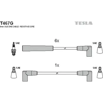 Zapalovací kabel Sada kabelů pro zapalování TESLA T467G