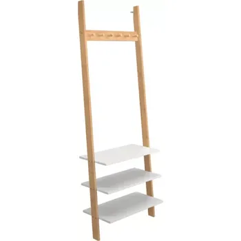 Věšák Věšák s policemi MARIKE TYP 2 - bílá / bambus - SLEVA 3% s kodem radost25