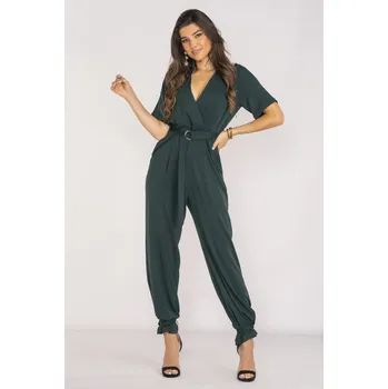Dámský overall Overal s klasickým límečkem a psaníčkovým výstřihem A660 Barva: Zelená, Velikost: L