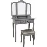 Toaletní stolek s taburetem, šedá / stříbrná, REGINA NEW - SLEVA 3% s kodem radost25