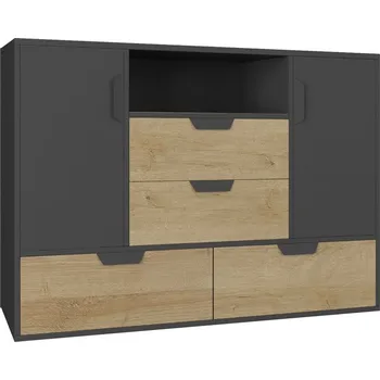 Komoda Meblar Dětská komoda Nano NA7, grafit/dub riviéra