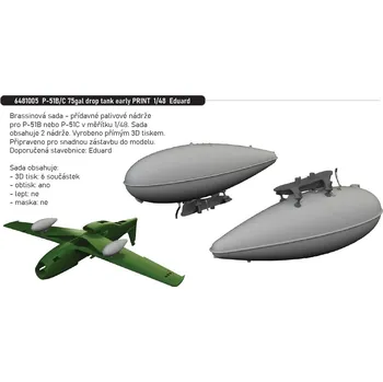 Plastikový model Eduard 1/48 P-51B/C 75gal drop tank early PRINT (EDUARD)