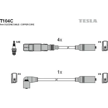 Zapalovací kabel Sada kabelů pro zapalování TESLA T104C