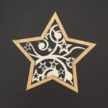 AMADEA Dřevěná ozdoba hvězda ornament dvojitá, 9 cm, český výrobek