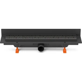 Odvodňovací žlab Podlahový linear. žlab ke stěně černý 450 mm, boční D40, Drops černá