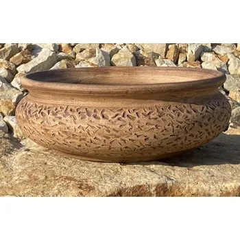 Zahradní dekorace ZahradniDekorace venkovní keramické květináče - keramická váza, výška 18cm ODSTÍN-GLAZURA: 2.starohnědá-černý lem-SHC