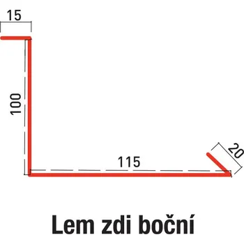 plechová krytina Lem zdi boční 2.0 M BRAVO - Klempířské prvky Barva: RAL 9005 - Černá, Velikost: 1 metr