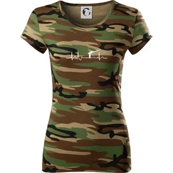 Dámské tričko Ekg pistole na pěnu - Dámské maskáčové triko - XS ( Hnědý maskáč )