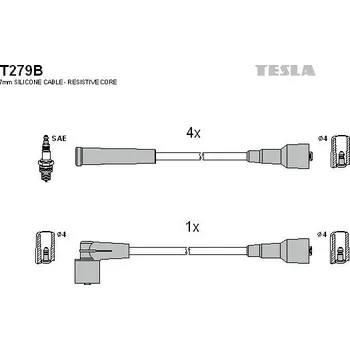 Zapalovací kabel Sada kabelů pro zapalování TESLA T279B