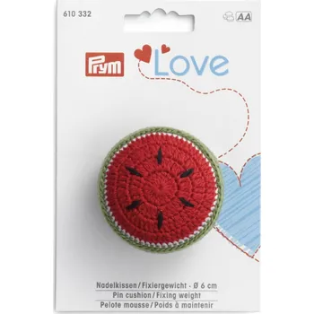 Háčkovaný jehelníček a záváží 2v1, Prym Love, 6 cm, "Meloun"