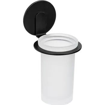 Držák na kartáček Matně černý samodržící skleněný kelímek na zubní kartáčky Bivio – Wenko ID_1659120