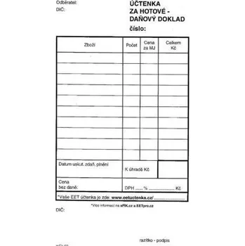 Tiskopis Učt za hotové -daň. doklad neč.NCR 65