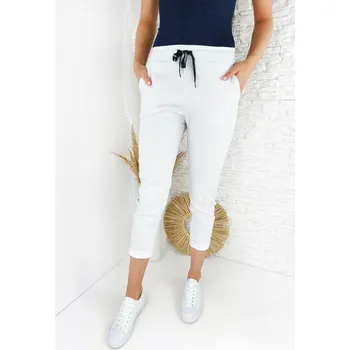 Italian style Bílé kalhoty s puntíky MA-2068WH Velikost: XS-M