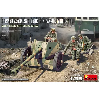 Plastikový model 1:35 German 7,5cm Ani-Tank Gun PaK 40 Mid Production w/ Crew