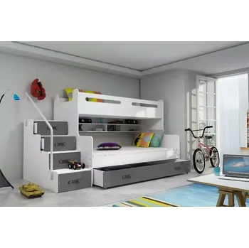 Dětská postel Patrová postel Maty NEW s úložným prostorem bílá/grafit - doprava zdarma - SLEVA 3% s kodem radost25