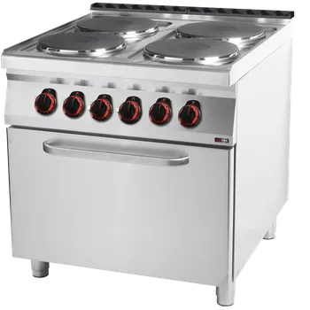 Sporák Sporák elektrický se statickou elektrickou troubou GN 2/1 - 4x plotýnka 400 V | REDFOX - SPT 90/80 21 E