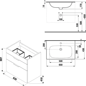 Šatní skříň Jika Deep BÍLÁ skříň s umyvadlem 65x43 cm, bílá H41J6144023001