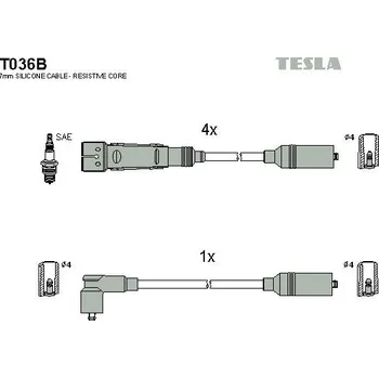 Zapalovací kabel Sada kabelů pro zapalování TESLA T036B