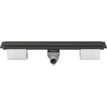 Lineární plastový žlab černý 850 mm, klasik/floor černá, s bočním odtokem D 50 a otočným sifonem