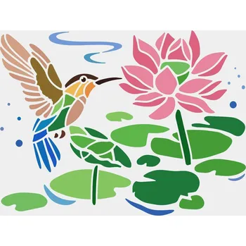 Šablona, vzor KOLIBŘÍK S LEKNÍNEM, 29,7X21 cm, 1 kus