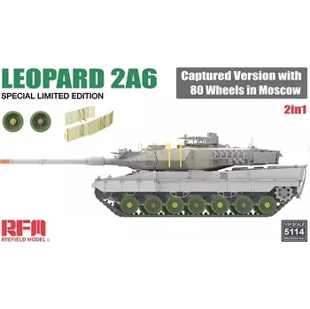 Plastikový model Ryefield model 1/35 Leopard 2A6 Captured Version with T-80 Wheels