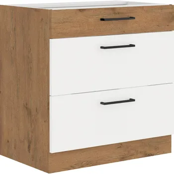 Kuchyňská linka Spodní skříňka, bílá extra vysoký lesk HG / dub lancelot, VEGA D80 3S BB