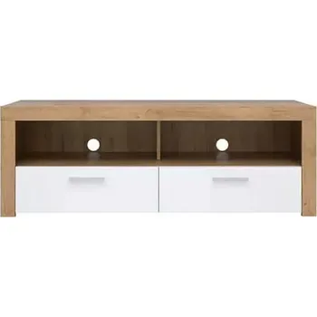 Obývací stěna TV stolek Balder RTV2 - Dub riviéra/bílý lesk - SLEVA 3% s kodem radost25