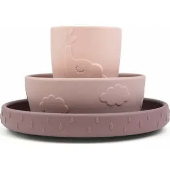 dětská jídelní sada DONE BY DEER jídelní set Stick and Stay Deer Friends růžová