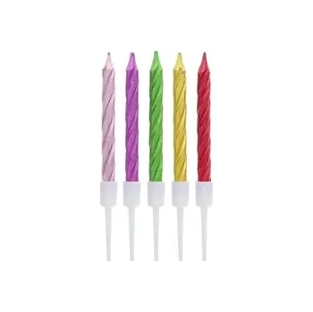 Dortová svíčka Dortové svíčky - Spirálky metalické / 10 kusů