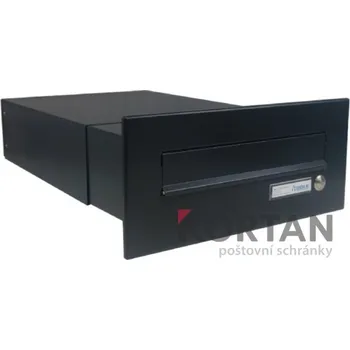 Poštovní schránka 1x poštovní schránka B-042 rovná k zazdění do sloupku + čelní deska se zvonkem ČD-2 RAL 9005 - černá