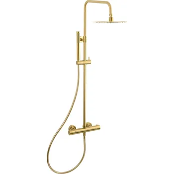 Sprchový set SAT Sprchový systém SAT DARK na stěnu s termostatickou baterií broušené zlato SATDASSTKBZ SATDASSTKBZ