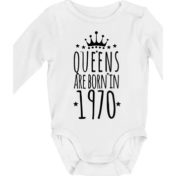 Kojenecký body Queens are born in 1970 - Body kojenecké s dlouhým rukávem - Dlouhý r. do 3 měs ( Bílá )