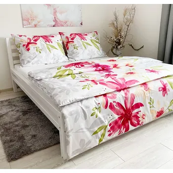 Povlečení Povlečení bavlněný satén Velké růžové květy Harmonia