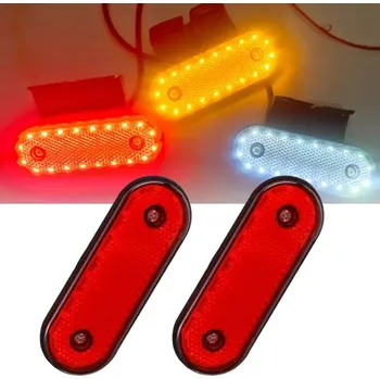 Přídavný světlomet 2x LED výstražné blikající poziční obrysové světlo 12/24V 20SMD, červené (Červené poziční světlo - sada 2ks)
