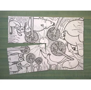 Výtvarná sada Skládací pohledy - Slunce v lese - omalovánky