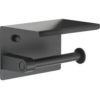 Držák toaletního papíru s poličkou, černá matná