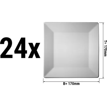 Talíř G.Gastro (24 pieces) Maya Square Flat Porcelain Side Plates – 170 x 170 mm - White - CE Marked