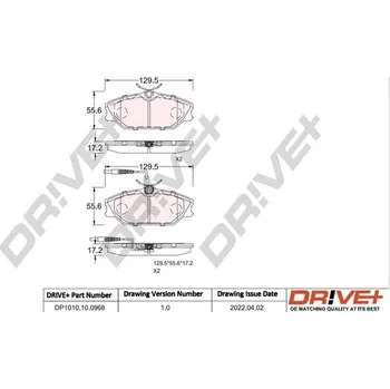 Brzdová destička Sada brzdových destiček, kotoučová brzda Dr!ve+ DP1010.10.0968