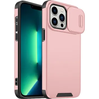 Pouzdro na mobilní telefon Matný kryt s posuvnou krytkou kamery pro iPhone 13 Pro Max - růžový