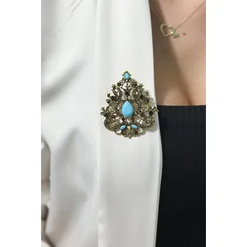 Dámská halenka Brož XZ459-191 zlato + modrá UNI